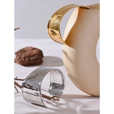 Yhpup High Quality Stainless Steel Wide Cuff Open Bracelet - Waterproof Personalized Unisex Jewelry