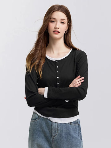 Semir T-shirt met lange mouwen voor dames - Stijlvol contrastontwerp 