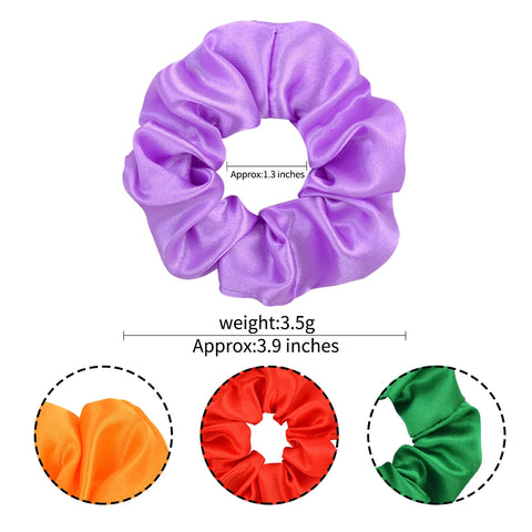 3,9 inch zijden scrunchie voor dames - handgemaakte veelkleurige haarband paardenstaarthouder 
