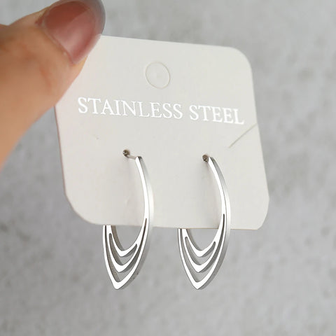 Vintage Stereoscopic Stainless Steel Earrings - Trendy Stud Jewelry for Women