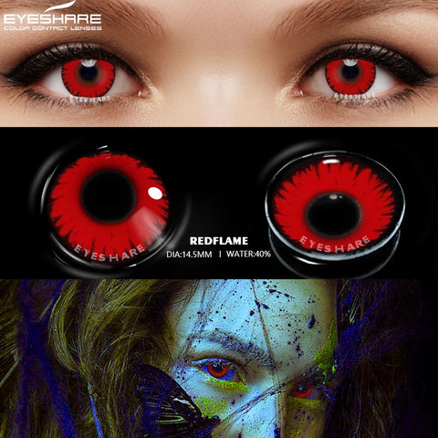 EYESHARE Red Anime Cosplay Contact Lenses