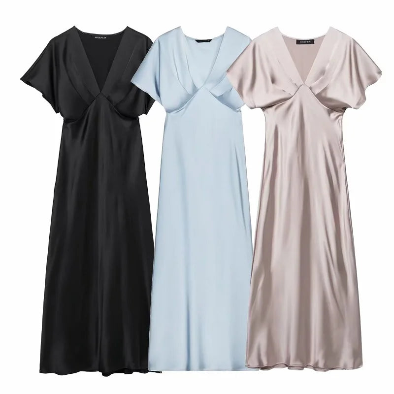 MUJER 2025 Satin Long Dress for Women