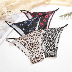 FINETOO 3Pcs Seamless Silk Leopard Underwear