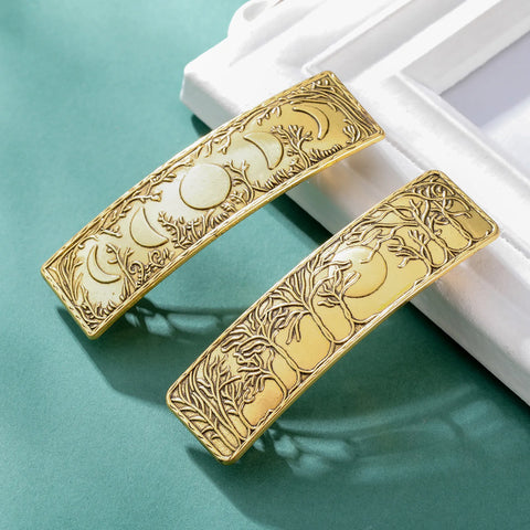 Vintage Moon Phase Tree Forest Hair Clip | Crescent Moon Hair Accessories for Women