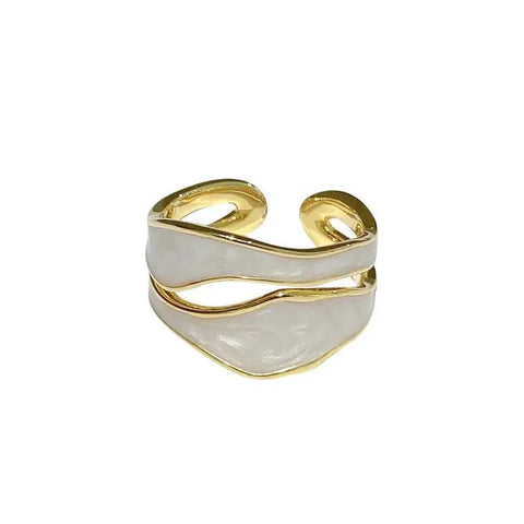 Retro Gold Color Double Oil Drip Open Rings for Women - Luxury Irregular Adjustable Finger Ring 2025