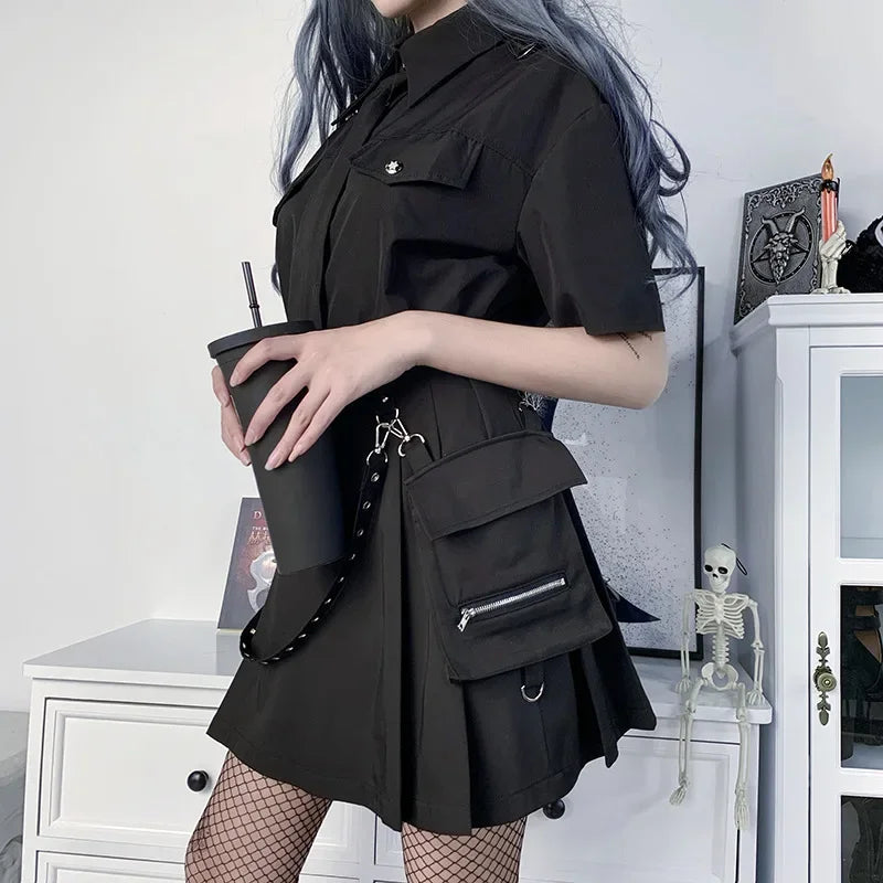 Harajuku Punk Gothic Black High Waist Mini Skirt for Women
