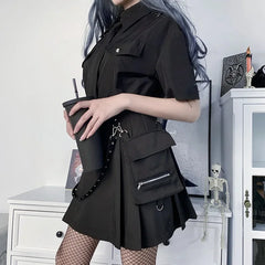 Harajuku Punk Gothic Black High Waist Mini Skirt for Women