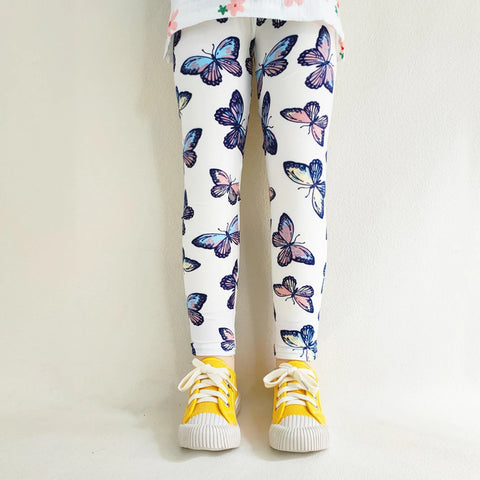 Cute Flower Print Girls Leggings