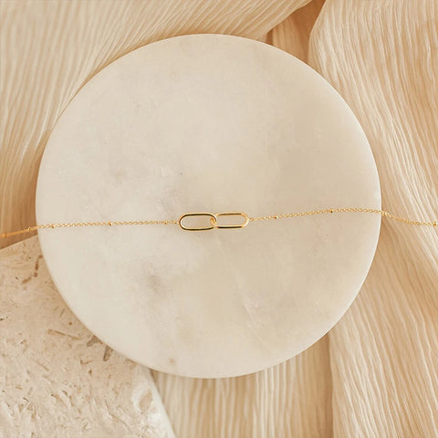 eManco Hot Fashion Stainless Steel Link Infinity Necklace - Women's Geometric Double Paperclip Pendant Jewelry