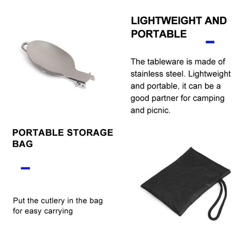 3 PCs Portable Outdoor Camping Cutlery Set - Stainless Steel Spoon, Fork, and Knife - Free Shipping