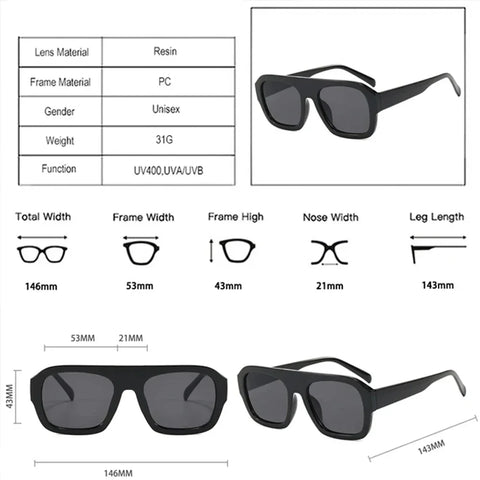 JNPCXI Fashion Vierkante Zonnebril – Retro Luipaard &amp; Tea Candy Gradient UV400 Unisex Punk Zonnebrillen