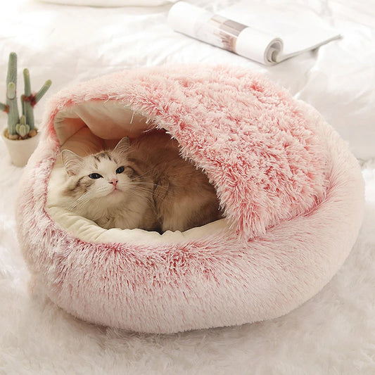 Warm & Soft Plush Cat Bed – Round Pet Mattress for Small Dogs and Kittens