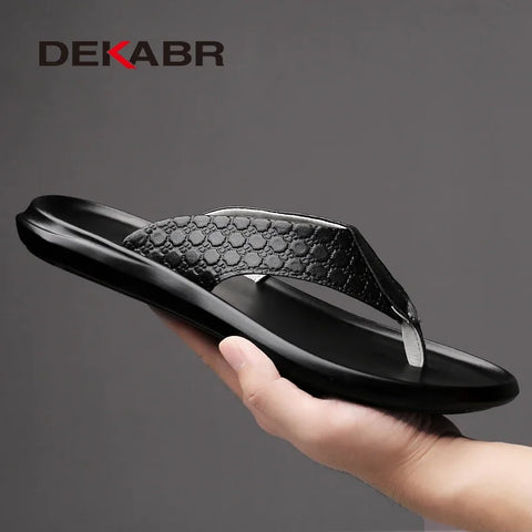 DEKABR Zomerpantoffels voor heren - Stijlvolle leren slippers 