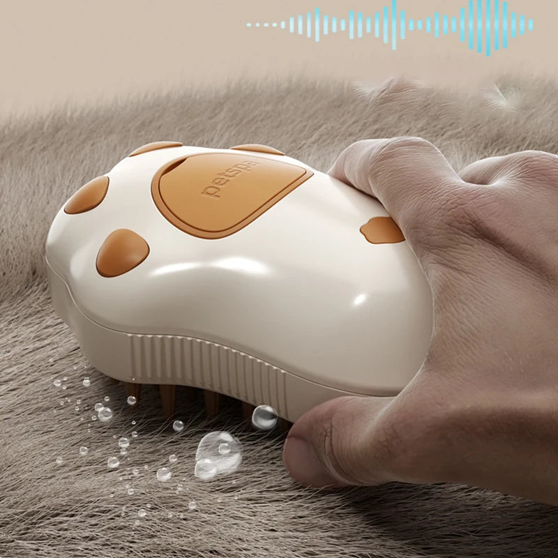 3 in 1 Electric Steam Brush for Dogs and Cats - Grooming Tool with Spray and Massage Features
