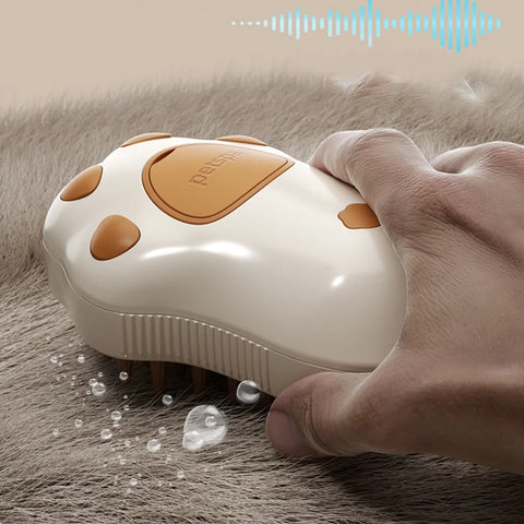 3 in 1 Electric Steam Brush for Dogs and Cats - Grooming Tool with Spray and Massage Features
