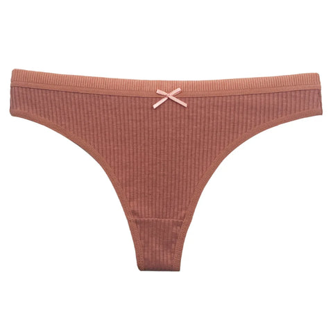 5 PCS/Set Women Cotton Thongs Panties - Sexy Low Waist G-String Ladies Brazilian Lingerie