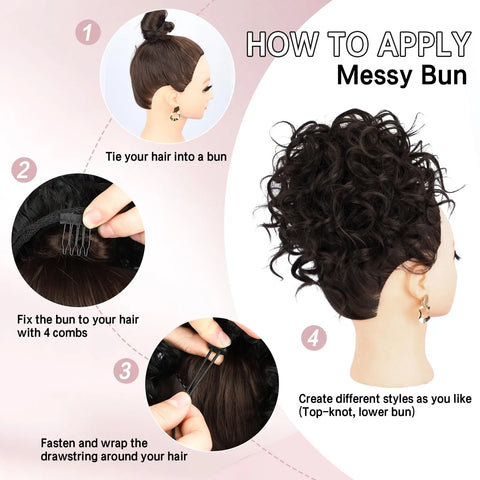 Messy Hair Bun Hair Piece - Large Curly Loose Wave Ponytail Extension
