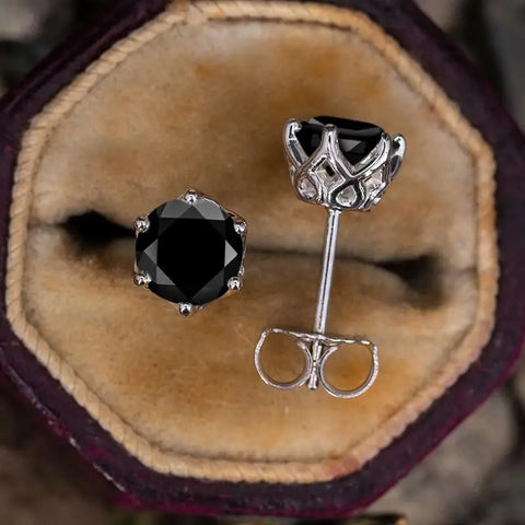 IOGOU Modern Real 1 Carat Black Moissanite Stud Earrings