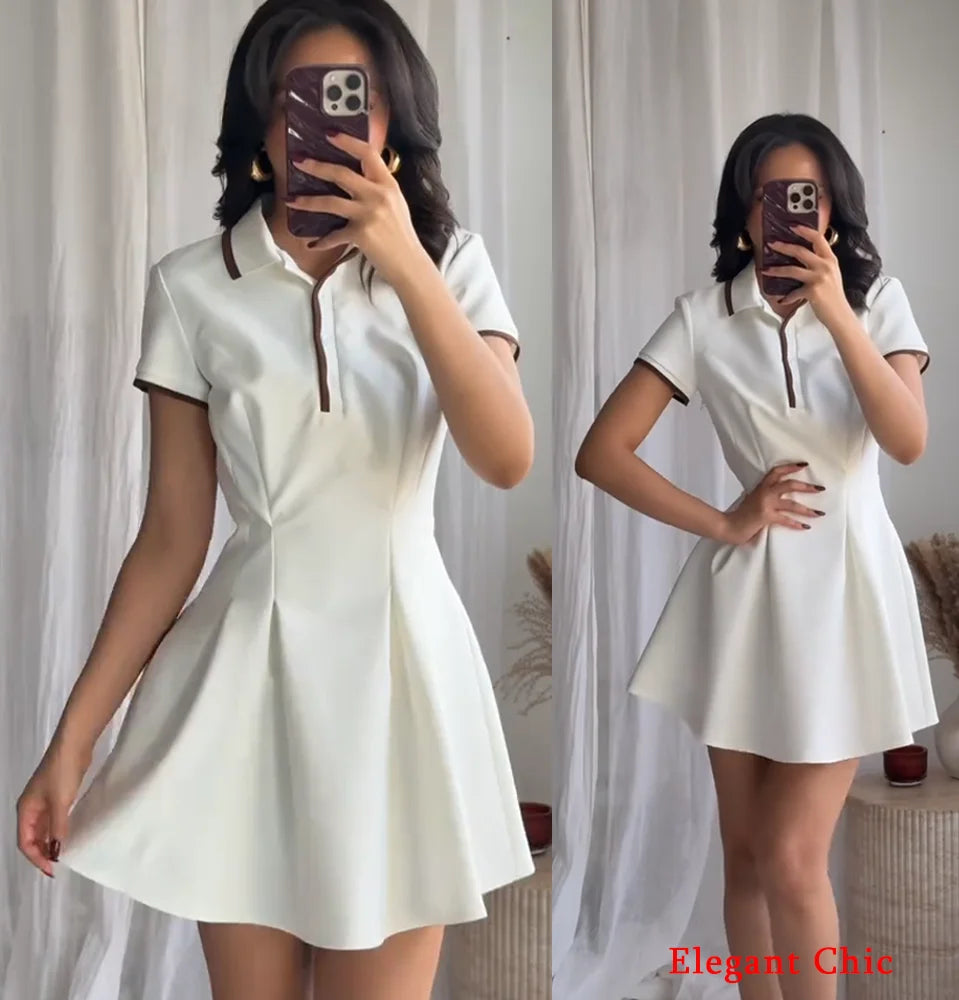 TRAFZA-Women Fashion 2025 Spring Summer Burgundy Dress Contrasting Ribbed Lapel Buttons Dress Classic Campus Angola Red Dress