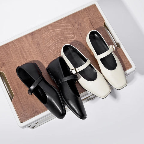AIYUQI Mary Jane Shoes - Genuine Leather Ballet Flats for Women