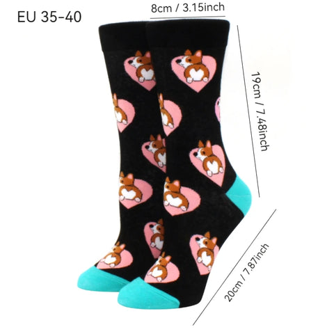 New Corgi Schnauzer Cartoon Happy Puppy Collection Socks for Men and Women
