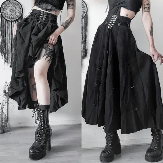 Wholesale New American Retro Irregular Skirt - Hot Girl Sexy Punk Black Clothing for Women