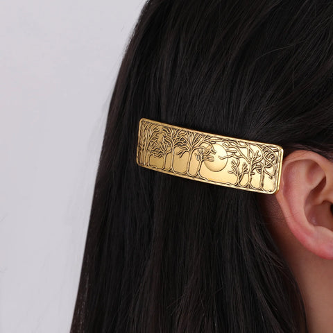 Vintage Moon Phase Tree Forest Hair Clip | Crescent Moon Hair Accessories for Women