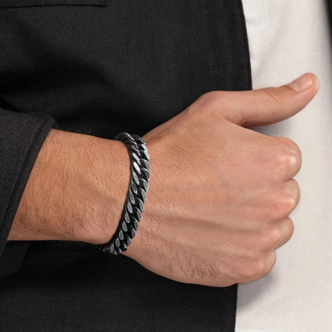 Gold Color Men's Cuban Chain Bracelet - Chunky Waterproof Stainless Steel Link Wristband