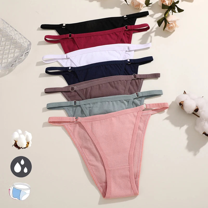 FINETOO 4Pcs Women's Cotton Panties with Metal Ring Waist