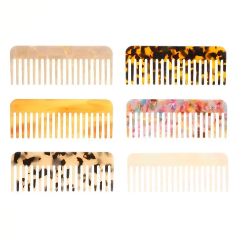 Colorful Wide Teeth Acetate Hair Combs - Anti-static Massage Hair Brush for Salon & Travel