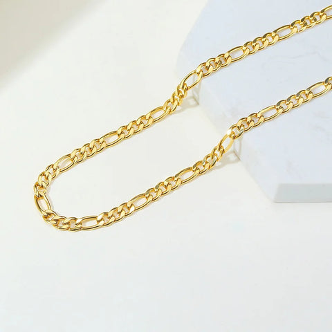Figaro Chain Necklace - Stainless Steel Gold Color Choker for Women & Girls in Multiple Lengths