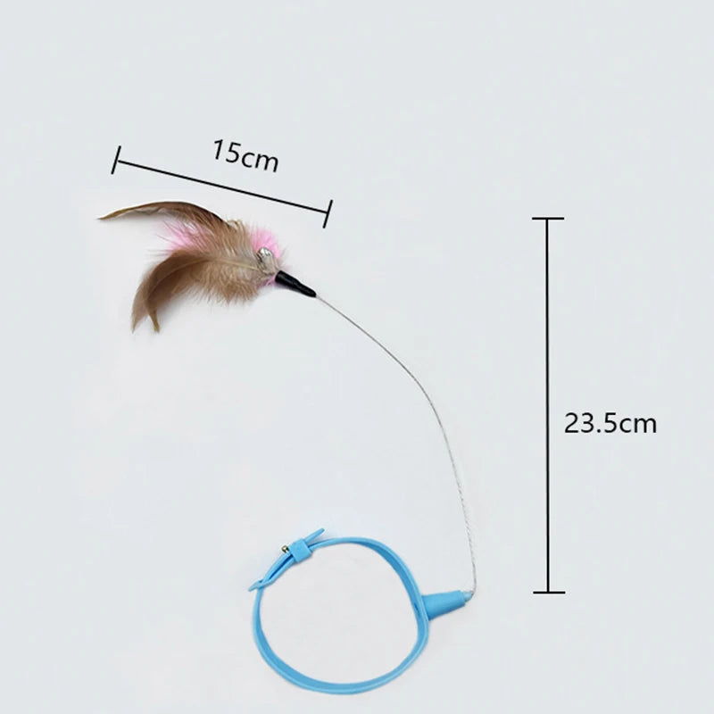 Interactive Cat Teaser Neck Collar with Feather and Bell