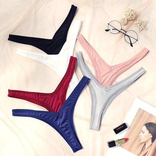 Seamless Nylon Thong Panties for Women - Soft Silk Tangas