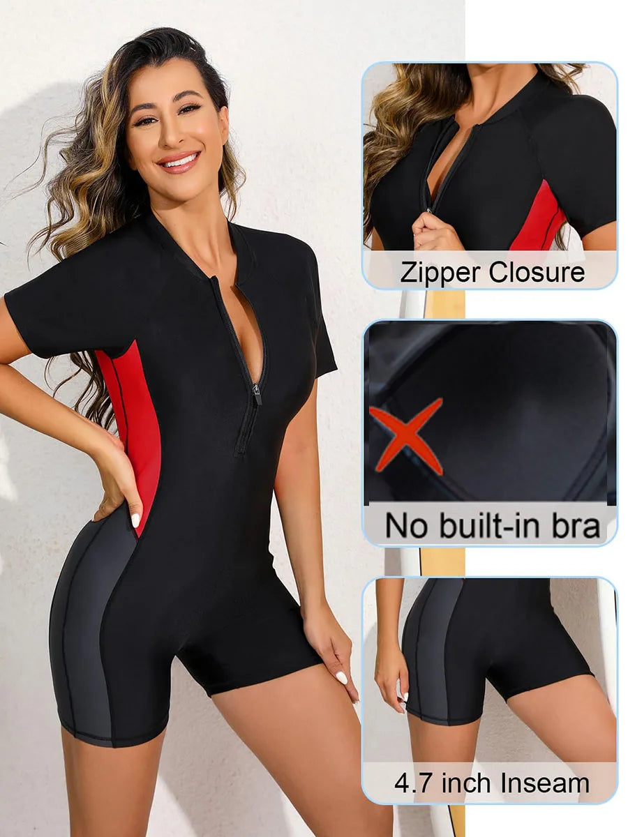 One-Piece Sporty Quick-Dry Swimsuit (No Built-in Bra)