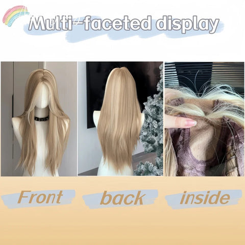Ashley Long Straight Blonde Brown Lace Front Wig