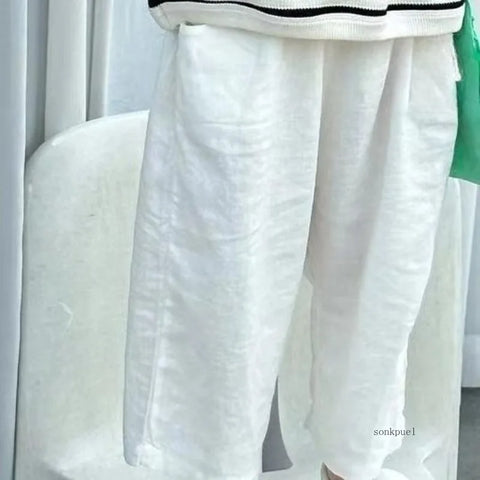 Cotton and Linen Cropped Trousers for Kids