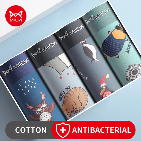 MiiOW 4-delige boxershort met dierenprint voor heren 