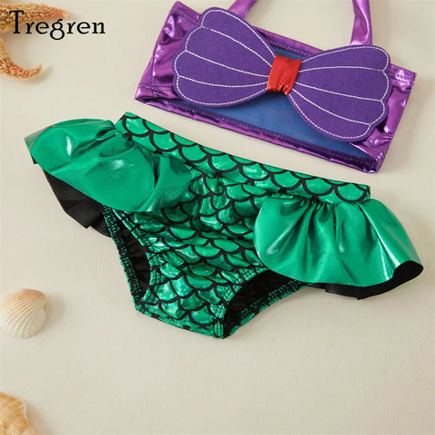 Tregren Toddler Mermaid Bikini Set with Headband