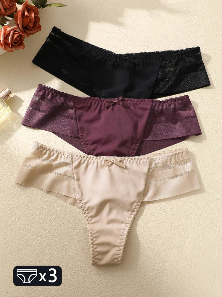 FINETOO 3pcs Women's Lace Hollow Out Underwear