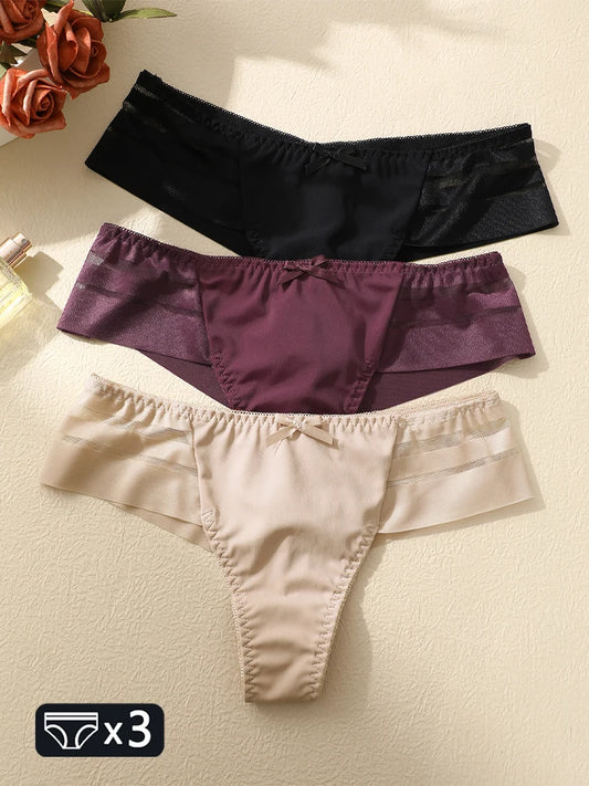 FINETOO 3pcs Women's Lace Hollow Out Underwear
