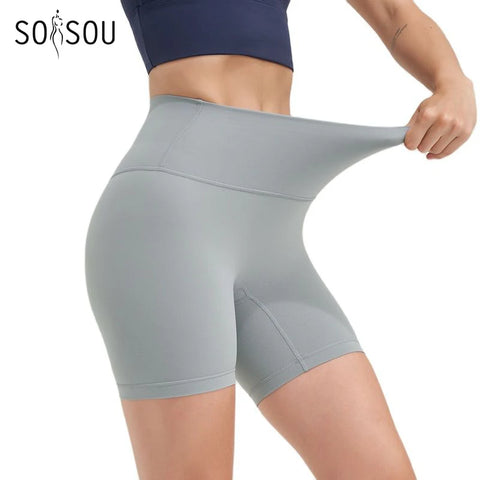 SOISOU Ribstof Yoga Shorts met Hoge Taille voor Dames