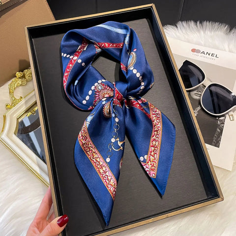 Luxury Horse Print Silk Neck Scarf for Women