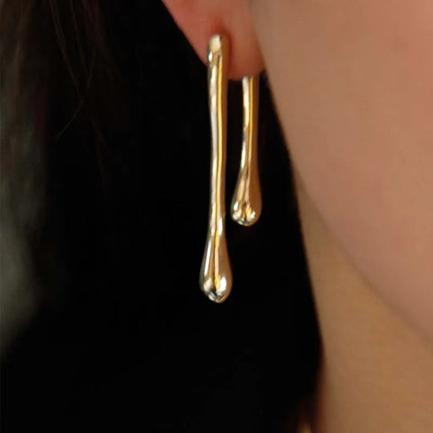 Fashion Metal Water Drop Long Pendant Earrings for Women - Vintage Geometric Jewelry for Parties