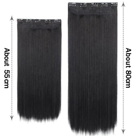 Synthetic 5 Clip In Hair Extensions 80CM - Long Straight Hairpiece