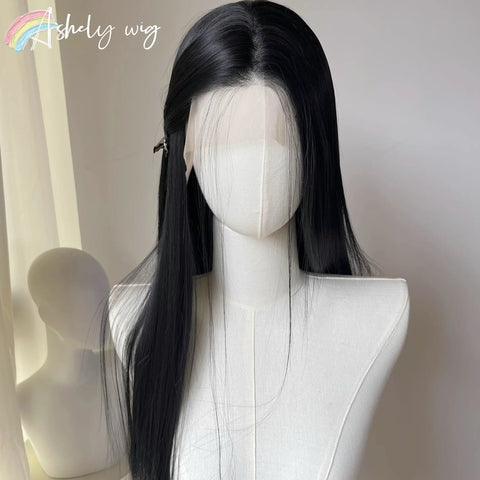 Black 26" Lace Front Wig for Cosplay and Daily Use