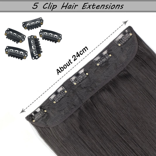 Synthetic 5 Clip In Hair Extensions - Long Straight Hairpiece