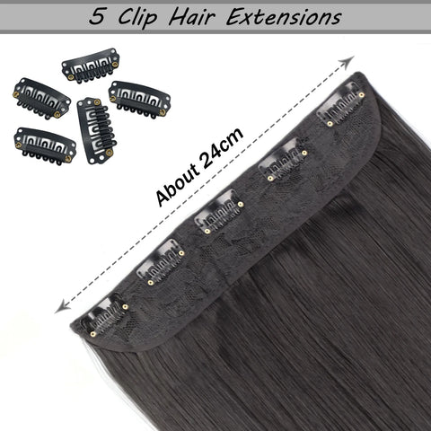 Synthetic 5 Clip In Hair Extensions 80CM - Long Straight Hairpiece