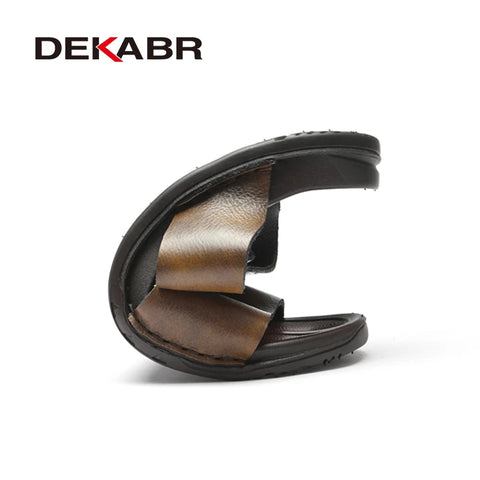 DEKABR Herren-Sommersandalen – Rindsleder, offene Zehenpartie, Slip-On 
