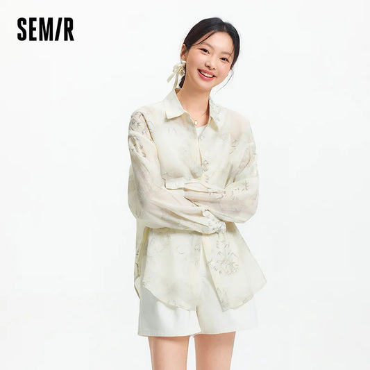 Semir Long Sleeve Shirt Dames - Oversized Artistieke Stijl
