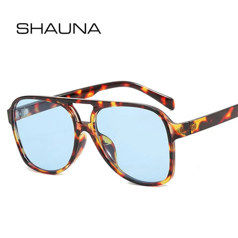SHAUNA Retro Pilotenzonnebril – Blauw &amp; Geel UV400 Unisex Modezonnebril